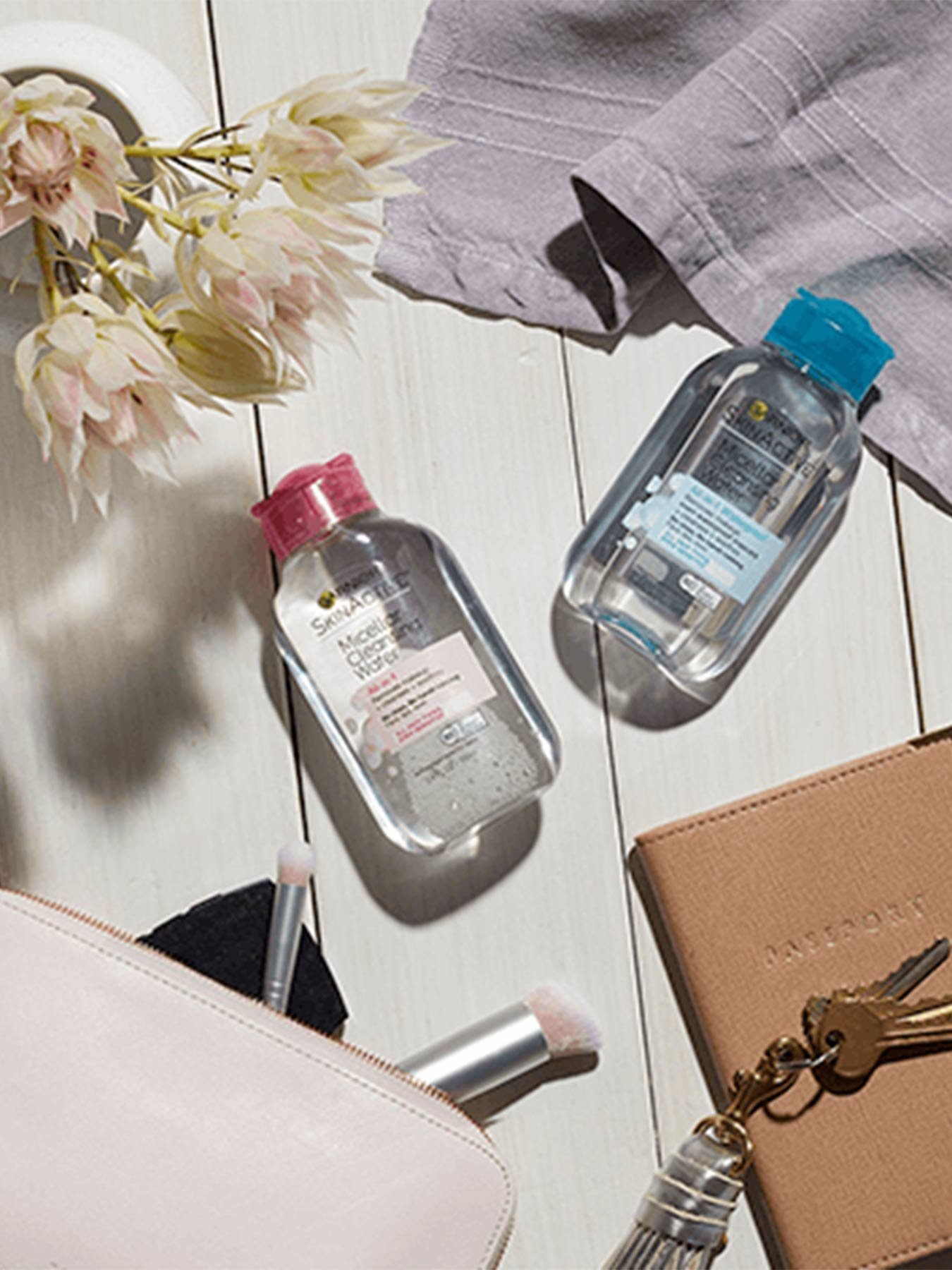 Garnier SkinActive Micellar Cleansing Water All-in-1 Cleanser & Waterproof Makeup Remover Travel Size for All Skin Types, Even Sensitive